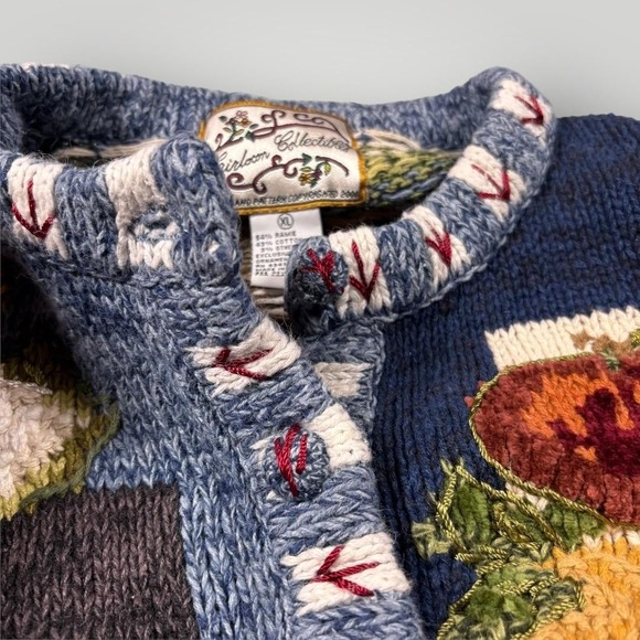 Vintage Heirloom Collectibles Sweater Cardigan Womens XL Harvest Rooster Knit - Picture 7 of 8